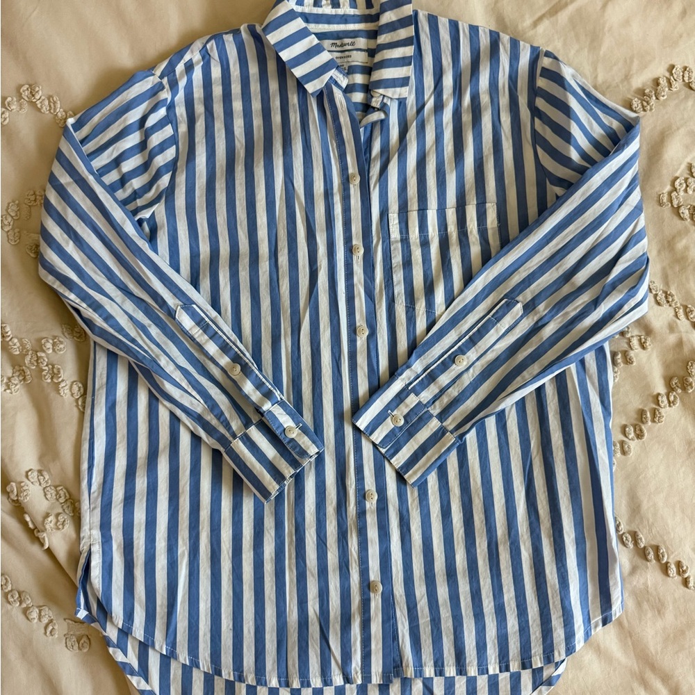 Madewell Blue and White Striped Button Down Shirt